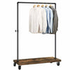 Industrial Metal Clothes Rail with Rustic Wooden Bottom Shelf