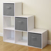 White 6 Cube Kids Toy/Games Storage Unit Girls/Boys Bedroom Shelves 3 Grey Boxes