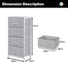 Fabric Storage Unit Cabinet End Side Table w/ 4 Drawers Bedroom Hallway Grey UK