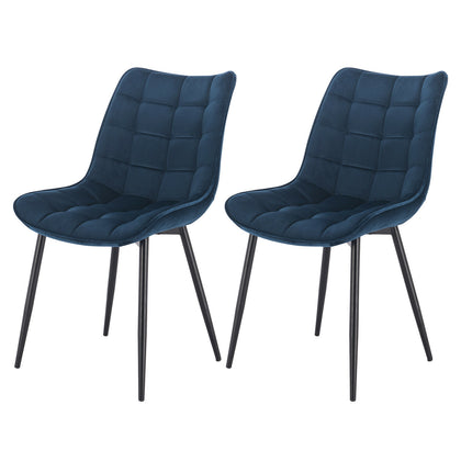 2xDining Chairs Kitchen Living Room Chairs with Velvet Counter Chairs Blue
