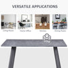 Modern Rectangular Dining Table Indoor w/ Metal Legs Spacious Tabletop Dark Grey