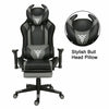 Racing Gaming Chair Swivel PU Computer Desk Office Chair Ergonomic Recliner Grey