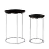 2 Pc White/Black Marble Nested Table Coffee Sofa Beside Side Table Nightstand UK