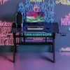 Gaming Table LED Black Computer Racing Desk RGB with Cup Holder Headphone Hook