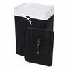 Single Laundry Hamper Bamboo Basket Clothes Storage Organizer Bag Lid Black