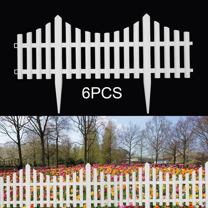6 Plastic Wooden Effect Lawn Border Edge Garden Edging Picket Fencing Set UK