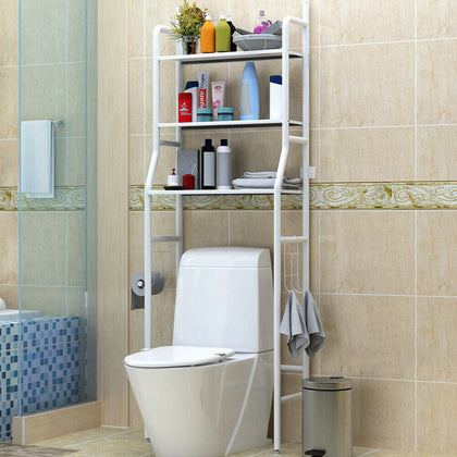 3 Tier Toilet Shelf Bathroom Metal Towel Storage Rack Rail Organizer Space Saver