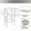 Fabric Chest of Drawers Storage Cabinet Unit Metal Frame Bedside End Table Gray