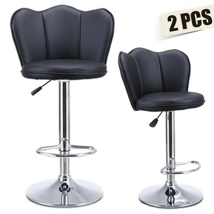 2 x Faux Leather Breakfast Bar Stools Gas Lift Home Kitchen Swivel Chairs Black