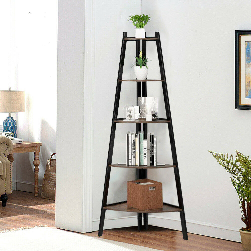 5 Tier Plant Flower Pot Stand Corner Storage Display Ladder Shelf Rack Bookshelf