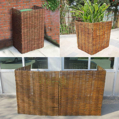 Garden Willow Wheelie Bin Screen Storage Rubbish Dust Cover Single Double Triple