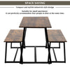 4-Seater Dining Table Set with 2 Benches Breakfast Kitchen Furniture Steel Frame