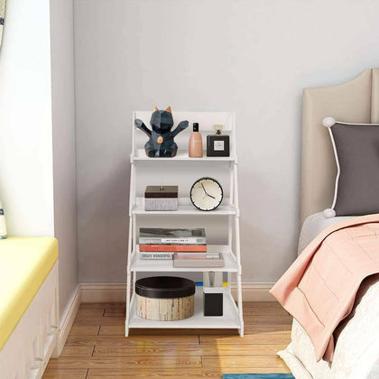 4-Tier Storage Shelves Ladder Bookshelf Industrial Bookcase Unit Living Room UK