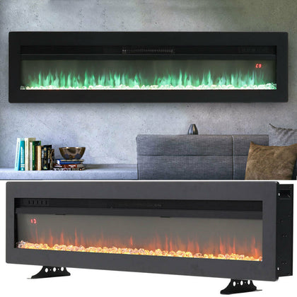 40/50/60in Electric Fireplace LED Flame Fire Heater + Remote Wall Inset/Standing