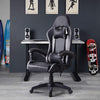 Grey Ergonomic Gaming Chairs Faux Leather Adjustable Swivel Computer Desk Chair