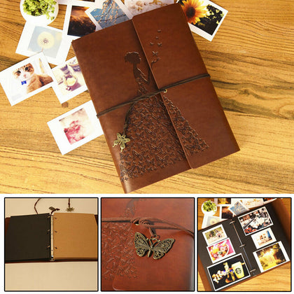 Vintage Self Adhesive Leather Photo Album large vintage Birthday/Aniversary A