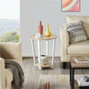 Set of 2 Industrial Side Table Round Sofa End Table w/ Storage Rack Metal Frames