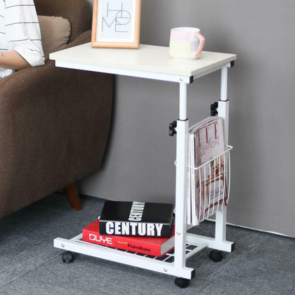Adjustable Bed Sofa Side End Table C Shaped Coffee Tea Laptop Desk Trolly Tray