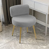 Dressing Table Stool Linen/Faux Fur Makeup Vanity Seat Chair Metal Legs Pouffe