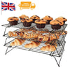 3X Stackable Metal Wire Cake Bread Biscuit Baking Cooling Tray Rack Kitchen Tool