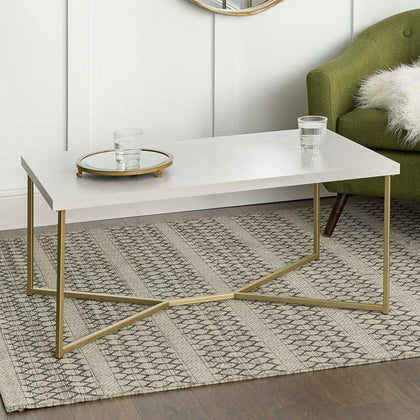 Modern Rectangular Coffee Tea Table with Metal LegsLiving Room Office Furniture