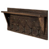 Wall-Mounted Coat Rack Shelf Wooden Hook Rack Entry Display Shelf with 5 Hooks