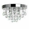 Contemporary Chrome Flush Ceiling Light Fitting Clear Acrylic Jewel Droplets
