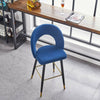 Velvet Bar Stool Modern Breakfast Bar Chair Kitchen Barstool Backrest Metal Legs