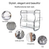 3 Tier Chrome Coated Dish Drainer Holder Sink Rack Drip Tray Plates Cutlery Cups