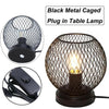 Metal Iron Art Desk Bedside Black Metal Electric Plug in Table Lamp Height 20cm