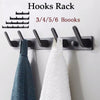 3/4/5/6 Hooks Coat Rack Key Hanger Wall Mounted Heavy Duty Metal Coat Hook Rail