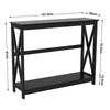 2 Tier X-Design Console Table Hallway Side Table Bookshelf Entryway Table Black