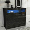 UK 2 Doors Cabinet Sideboard Cupboard High Gloss Fronts Storage RGB LED
