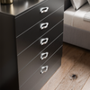 5 Drawer Chest Black Wood Dresser Bedroom Storage Furniture Unit