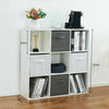 9 Cube Wooden Bookcase Shelving Unit w/ Grey Canvas Basket Display Storage Shelf