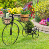 3 Pot Rugged Plant Stand Tricycle Flower Cart Holder Garden Storage Container