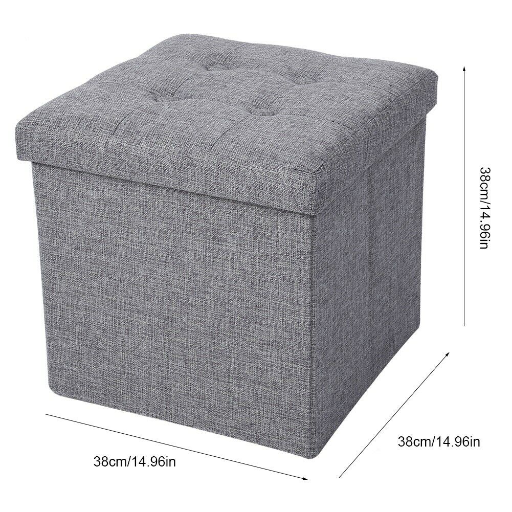 Grey Storage Footstool Ottoman Footrest Makeup Dressing Table Stool Pouffe Seat