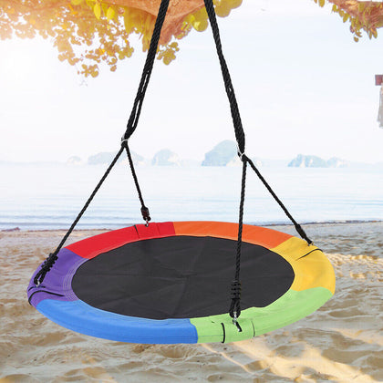 100cm Giant Nest Web Rope Hanging Tree Swing Seat Round Backyard Playground