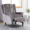 Grey Velvet Recliner Chair Button Tufted Fireside Armchair Home Living Room BN