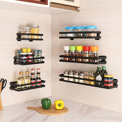 Wall Mounted Spice Herb Rack Holder Metal Black Large Storage Organizer 20-50cm