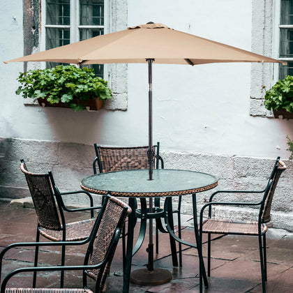 2.7 M Outdoor Patio Umbrella Garden Parasol Sun Shade Adjustable W/ Crank Handle