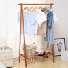 Floor Stand Garment Rail Wooden Clothes Hanging Display Rack With Shelf Bedroom