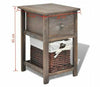 Bedside Small Bedroom Cabinet Storage Drawer End Table Wood Brown Wicker Basket
