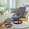 Executive Swivel Lounge Recliner Chair High Back &Footstool Armchair Padded Sofa