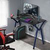 Gaming Desk Computer Table w/ Cup Holder & Headphone Hook Ergonomic Carbon Fiber