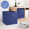 6X Folding Blue Canvas Storage Box Collapsible Fabric Cube Drawer Space-Saving