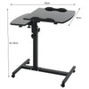 Wheeled Adjustable Portable Laptop Table Stand Breakfast Sofa Bed Notebook Desk