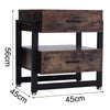 Retro 2 Drawer Chic Nightstand Bedside Cabinet Wooden Storage Table Metal Frame