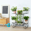 Black Metal Outdoor Indoor Plant Stand Multiple Tiered Plant Cart House Decorati