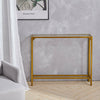 2-Tier Console Table Glass Hall Desk Side End Table W/ Bottom Shelf Gold Frame